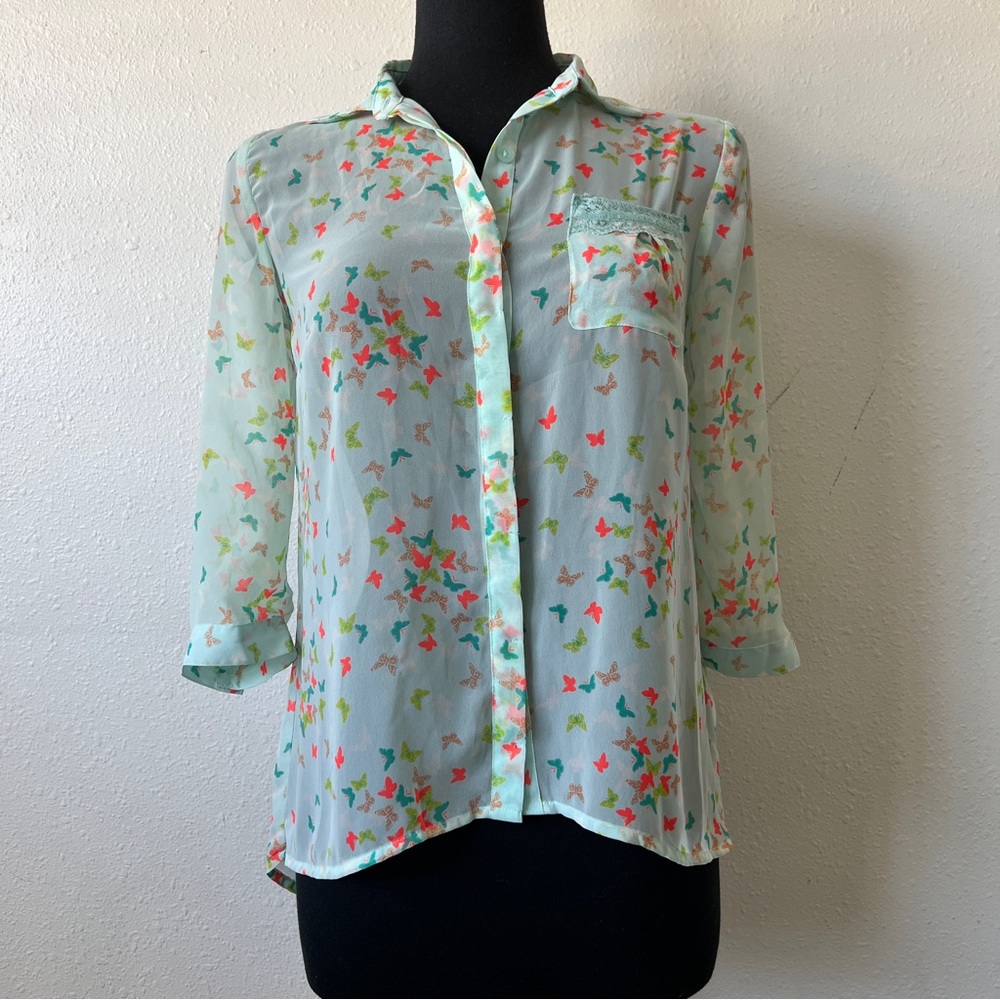 Candie’s | Sheer Button Down Blouse Size Small